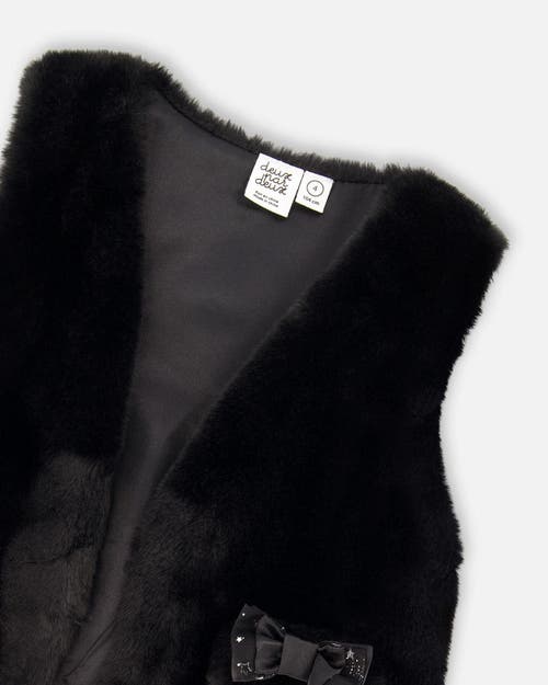 Shop Deux Par Deux Girl's Faux Fur Vest Black In Anthracite