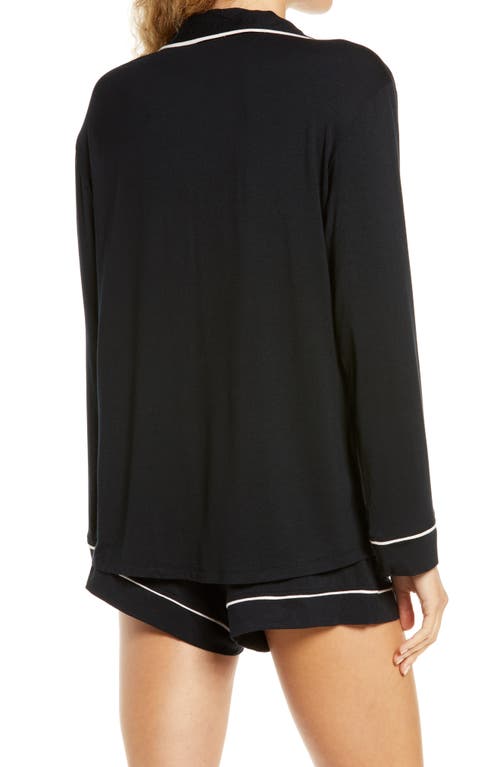 Shop Eberjey Gisele Jersey Short Pajamas In Black/sorbet Pink