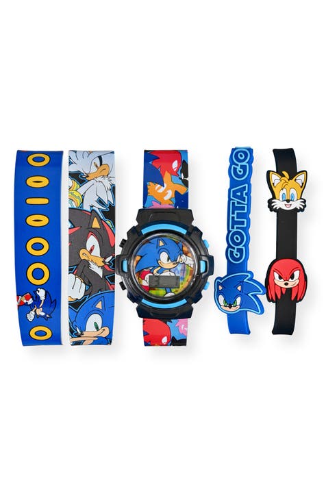 Sonic Flashing LCD Watch Set with Interchangeable Straps & Bracelets