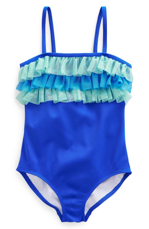 Boden Kids' Tulle Ruffle One-Piece Swimsuit in Cobalt
