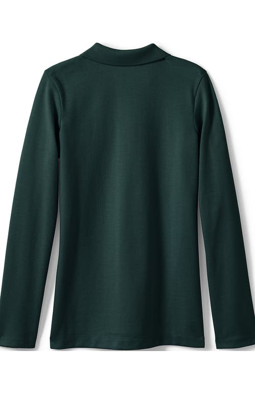 Shop Lands' End School Uniform Girls Long Sleeve Feminine Fit Mesh Polo Shirt In Evergreen