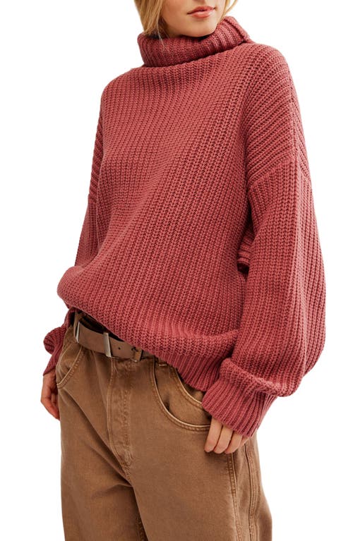 Shop Free People Swim Too Deep Turtleneck Sweater In Marsala