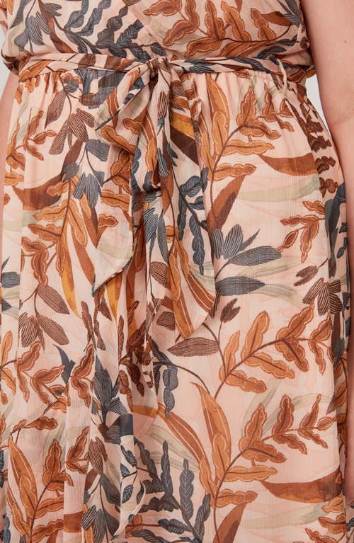 Shop Estelle Tropic Leaves Faux Wrap Midi Dress In Print