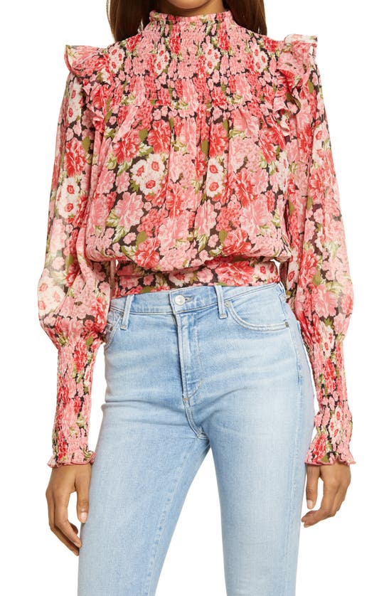 BARDOT REMI FLORAL LONG SLEEVE GEORGETTE BLOUSE