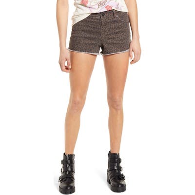 1822 Denim Leopard Print Cutoff Shorts, Brown