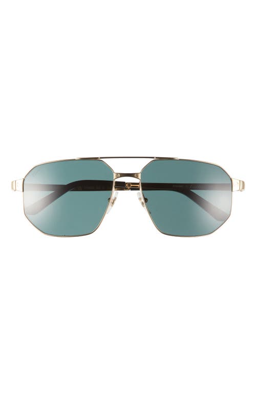 Cartier 60mm Polarized Pilot Sunglasses in Gold 