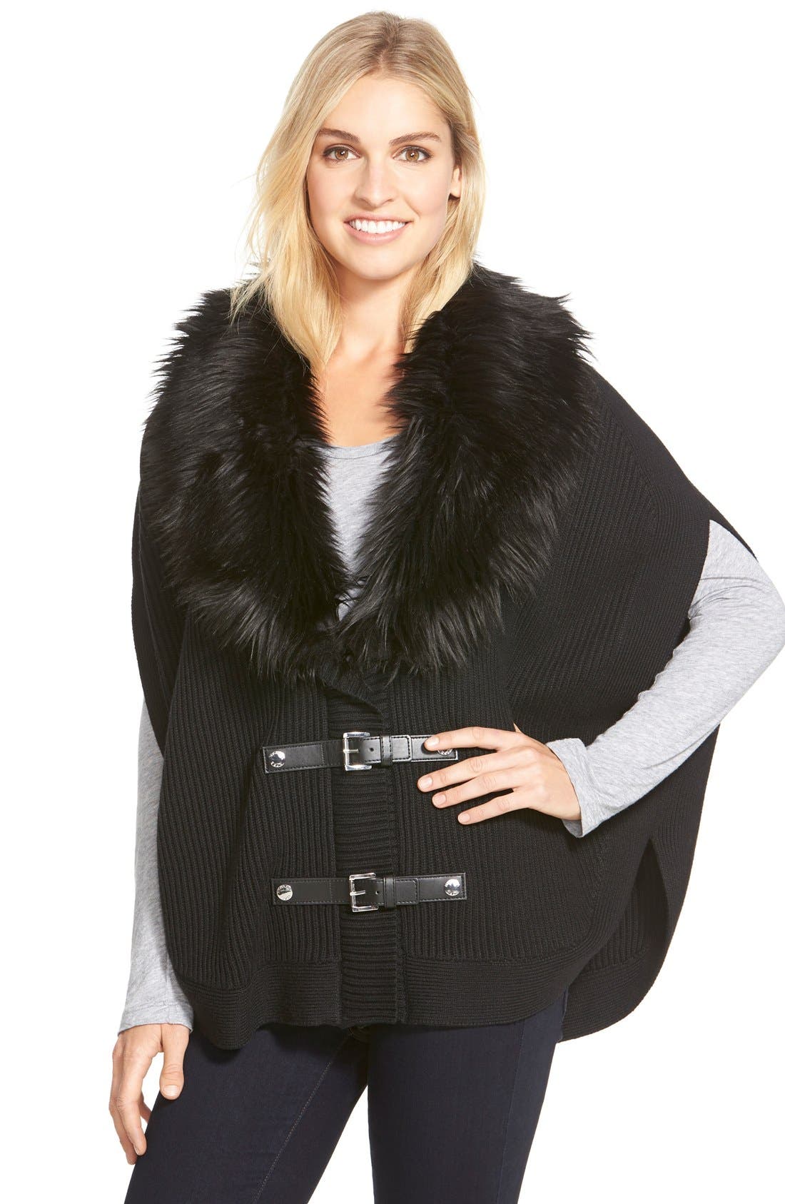 michael kors fur poncho