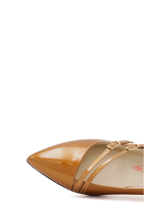 Amalfi By Rangoni Alfa Pointed Toe Kitten Heel Pump In Whiskey Patent Pearl