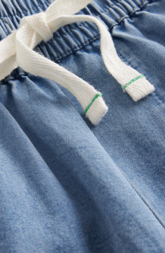 Shop Mini Boden Kids' Chambray Pocket Shorts In Light Wash Chambray