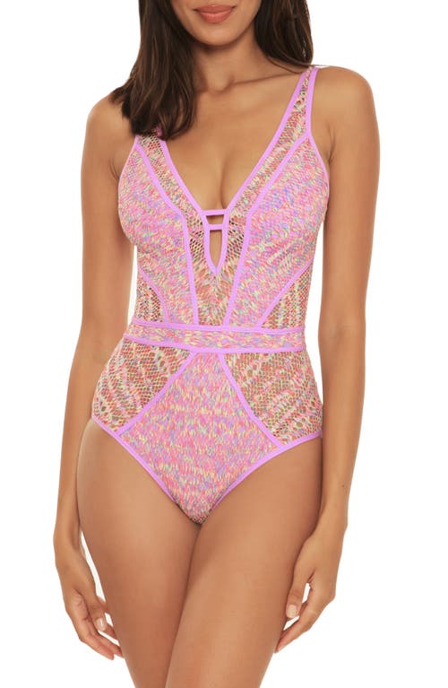 Shop Becca Color Play Mesh One-piece Swimsuit In Orchid