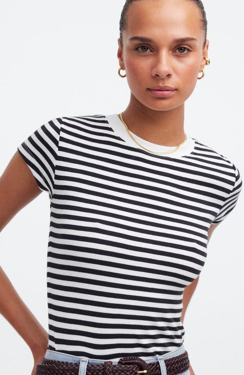 Madewell Stripe Supima® Cotton Blend Rib T-shirt In True Black