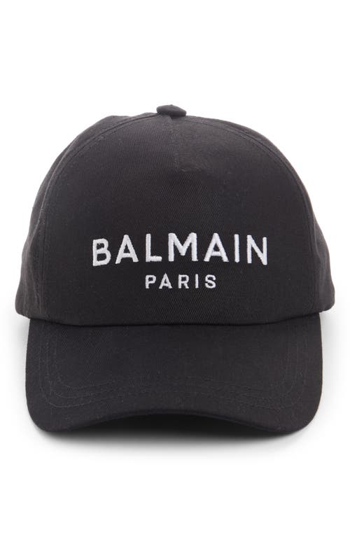 Shop Balmain Embroidered Logo Baseball Cap In Black/white