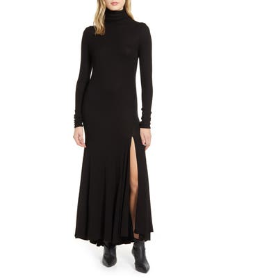 Ag Chels Front Slit Long Sleeve Maxi Dress, Black