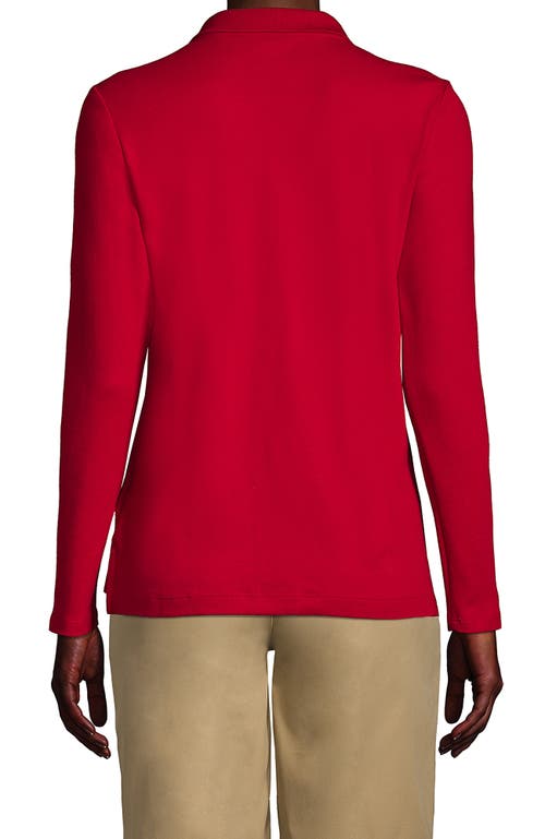 Lands' End School Uniform  Long Sleeve Feminine Fit Interlock Polo Shirt In Red