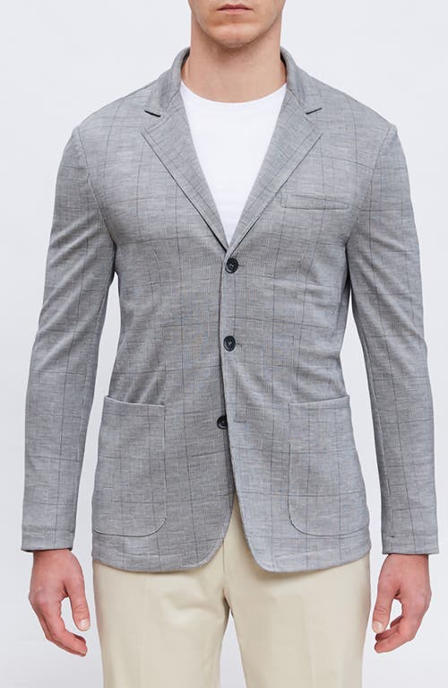 Emanuel Berg Plaid Deconstructed Wool Blend Knit Sport Coat In Medium Grey