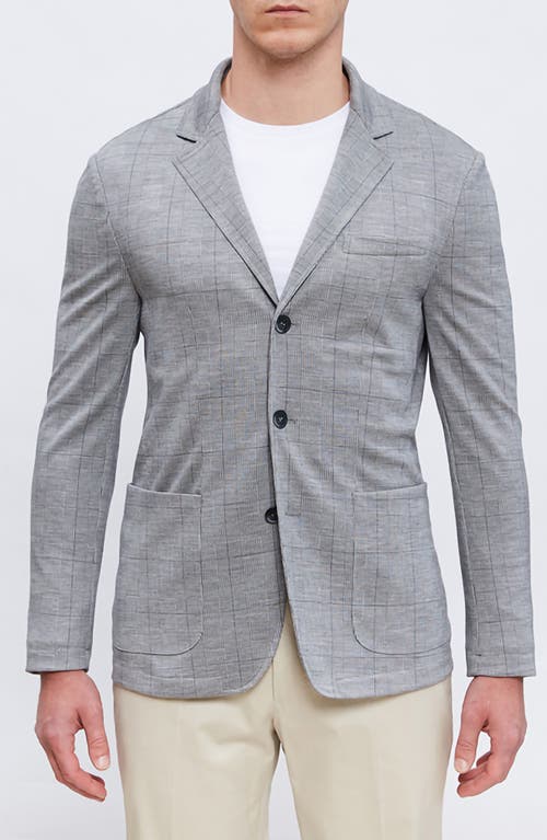 Shop Emanuel Berg Plaid Deconstructed Wool Blend Knit Sport Coat In Medium Grey