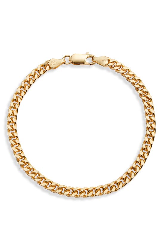 Shop Argento Vivo Sterling Silver Flat Cuban Chain Bracelet In Gold