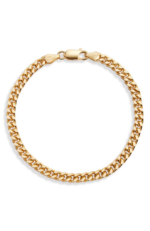 Men's Flat Cuban Chain Bracelet in Gold