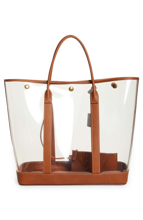 Shop Saint Laurent Cabas Clear Vinyl Tote In Trasparente/brick