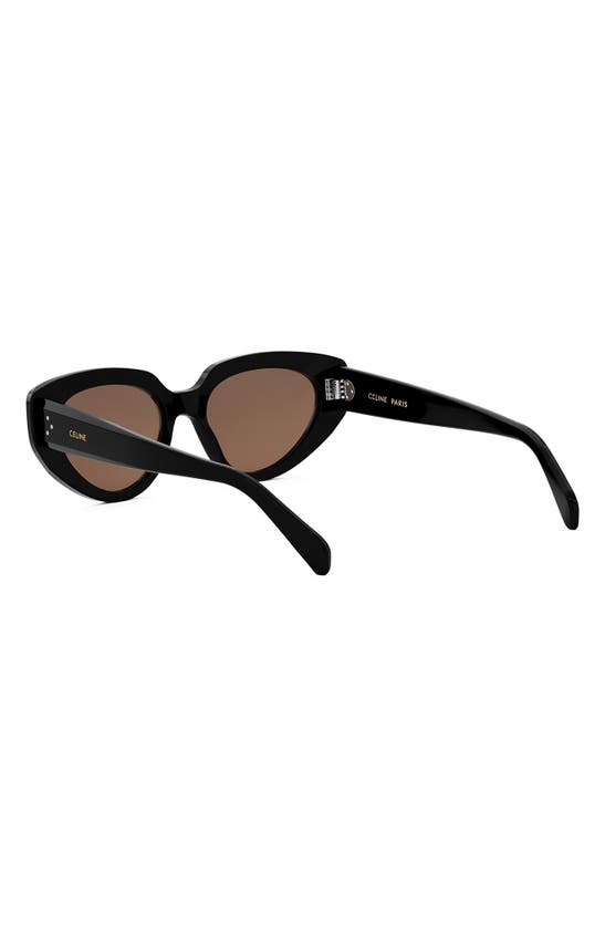 Celine Bold 3 Dots 53mm Cat Eye Sunglasses In Shiny Black / Brown
