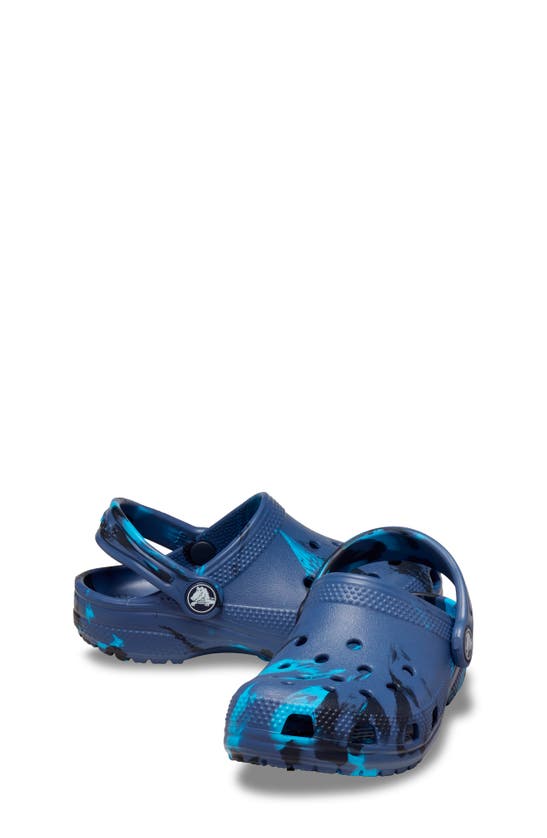 Shop Crocs Classic Marbled Clog In Navy/ Multi
