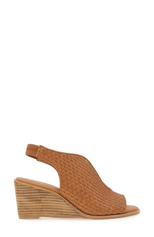 Shop Andre Assous André Assous Belinda Wedge Slingback Sandal In Cognac Woven