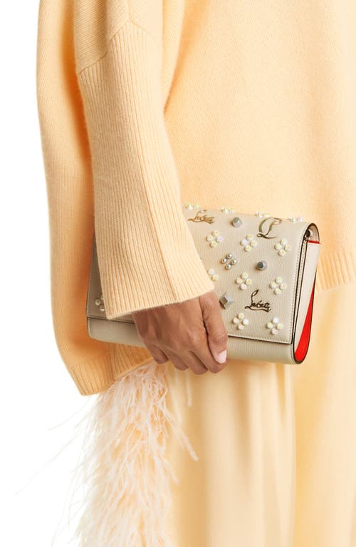 Christian Louboutin Paloma Empire Calfskin Clutch In Leche/multi