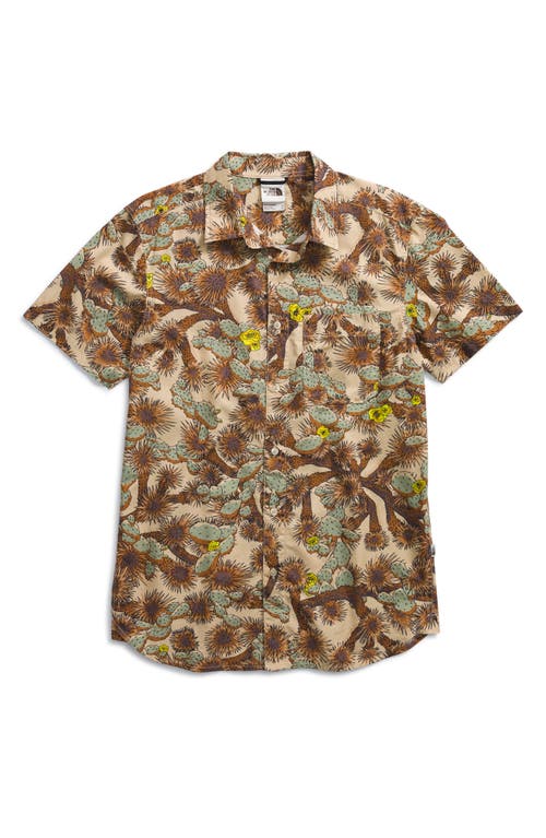 Shop The North Face Baytrail Pattern Short Sleeve Button-up Shirt In Gravel Tnf Cactus Camo Print