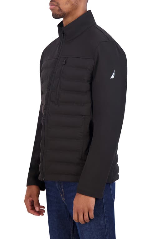 Nautica Water Resistant Hybrid Tech Softshell Jacket In Black