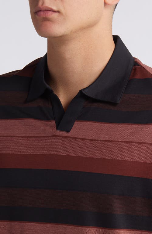 Shop Robert Barakett Fincastle Stripe Johnny Collar Polo In Cabernet