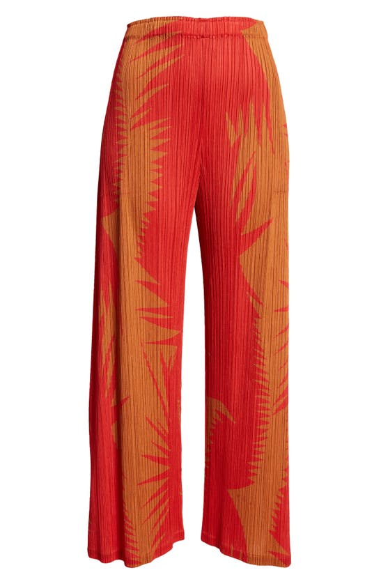 Shop Issey Miyake Piquant Print Pleated Wide Leg Pants In Brown Chile