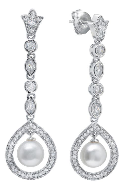 Crislu X Andrew Prince Crystal & Cultured Pearl Drop Earrings In Pearl/ivory