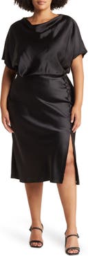 Renee C Satin Off the Shoulder Dress