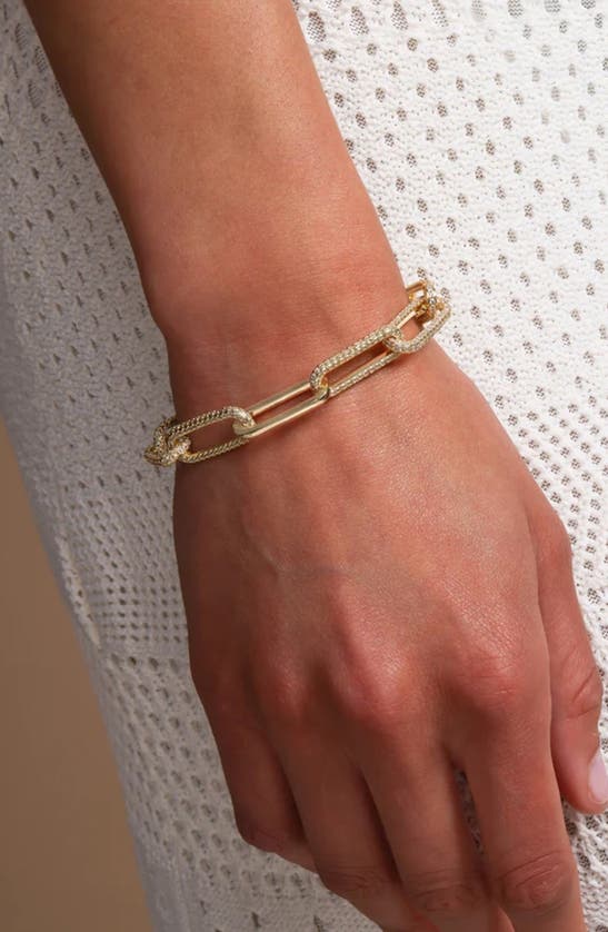 Shop Melinda Maria Carrie Pavé Chain Link Bracelet In Gold
