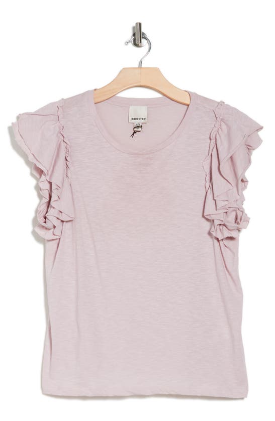 Industry Republic Clothing Double Flutter Ruffle Sleeve Pima Cotton T-shirt In Lt. Mauve