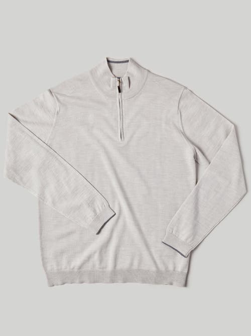 Robert Talbott Eastwood Quarter Zip Sweater In Oatmeal With Gray Tipping