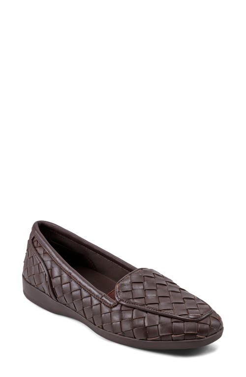 Easy Spirit Devit Woven Apron Toe Flat in Dark Brown 