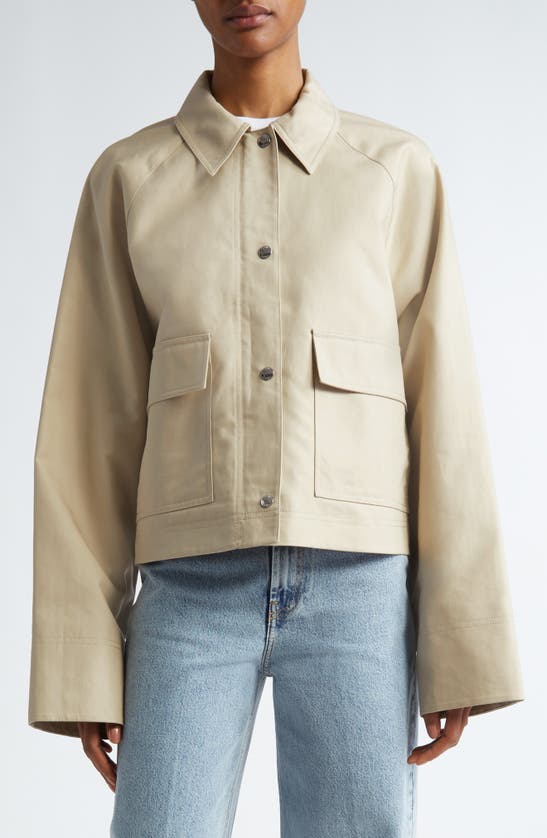 Shop Totême Toteme Oversize Crop Jacket In Sand