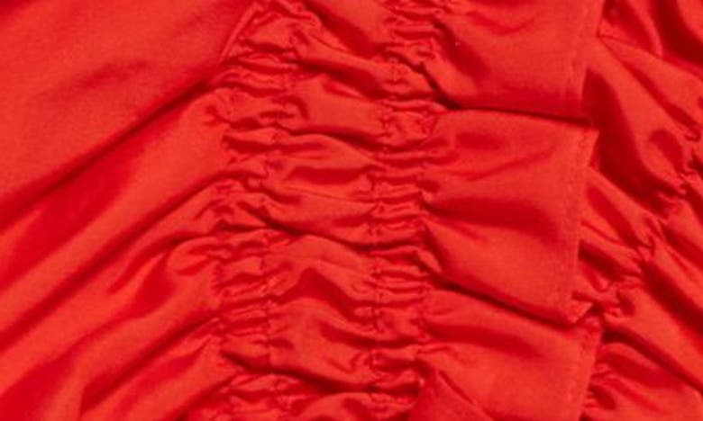Shop Cecilie Bahnsen Shirred Ruffle Cotton Poplin Top In Poppy Red