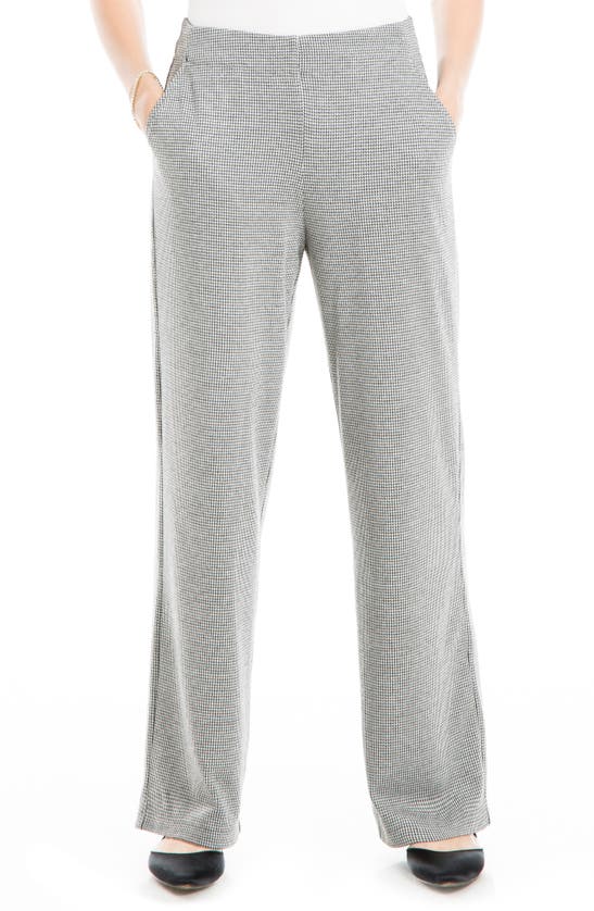 Max Studio Double Knit Wide Leg Pants In Black/ Ivory Mini Houndstooth