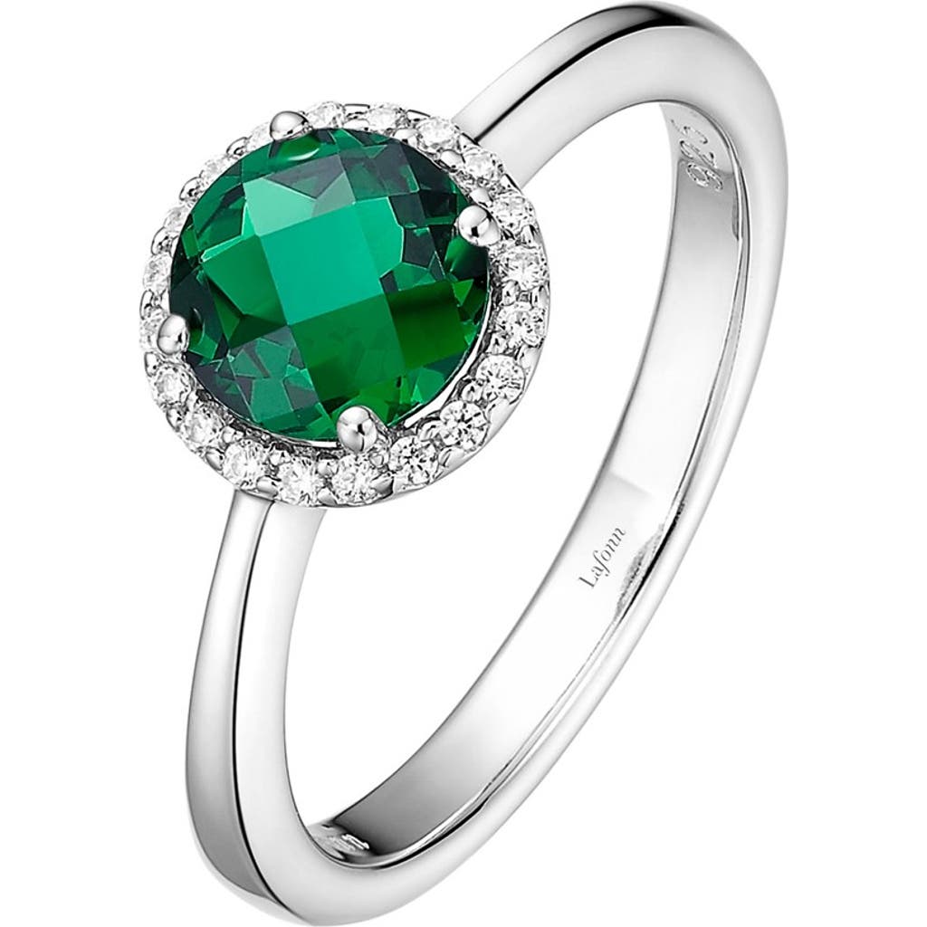 Lafonn Birthstone Halo Ring In May Emerald/silver
