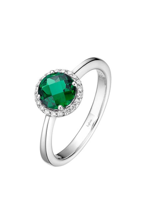 Lafonn Birthstone Halo Ring in May Emerald /Silver at Nordstrom