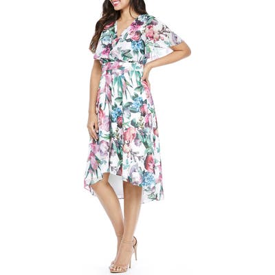 Maggy London Floral Capelet Sleeve Dress, Ivory