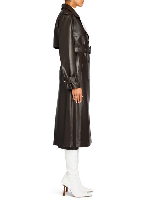 Shop Ser.o.ya Estelle Vegan Leather Trench Coat In Ash Brown