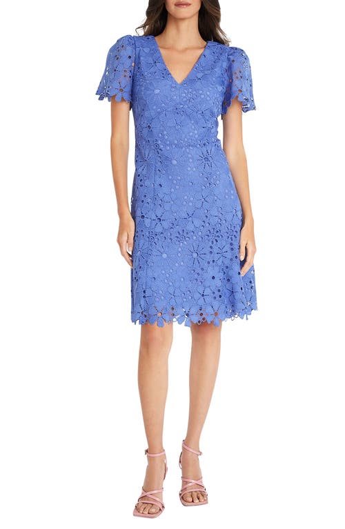 knee length dresses for ladies Maggy London Embroidered Floral Overlay Cocktail Dress in Twilight Navy at Nordstrom, Size 8 main image 0