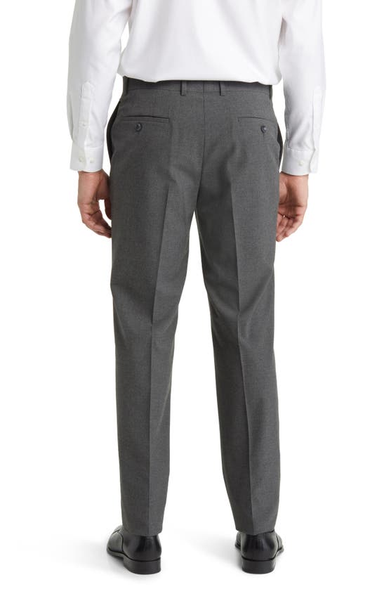 Shop Nordstrom Trim Fit Flat Front Stretch Trousers In Charcoal