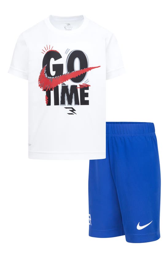 Shop 3 Brand Kids' Go Time Short Sleeve Shirt & Mesh Shorts Set In White