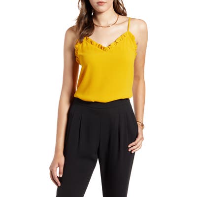 Halogen Ruffle Trim Camisole, Yellow