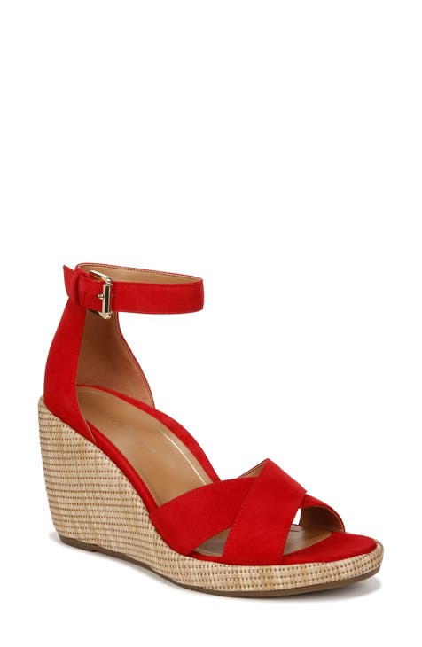Women's Red Wedge Sandals
