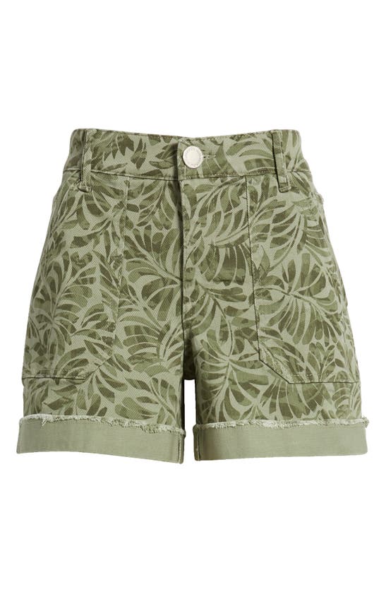 Shop Wit & Wisdom 'ab'solution Print Patch Pocket High Waist Twill Shorts In Celadon